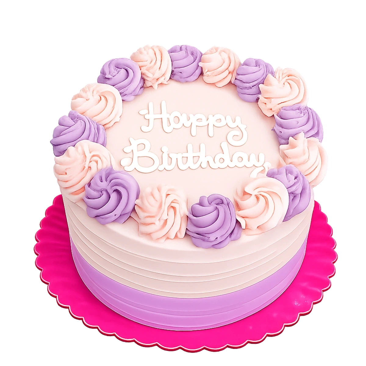 Pastel Pink & Lavender Rosette Dual-Tone Birthday Cake