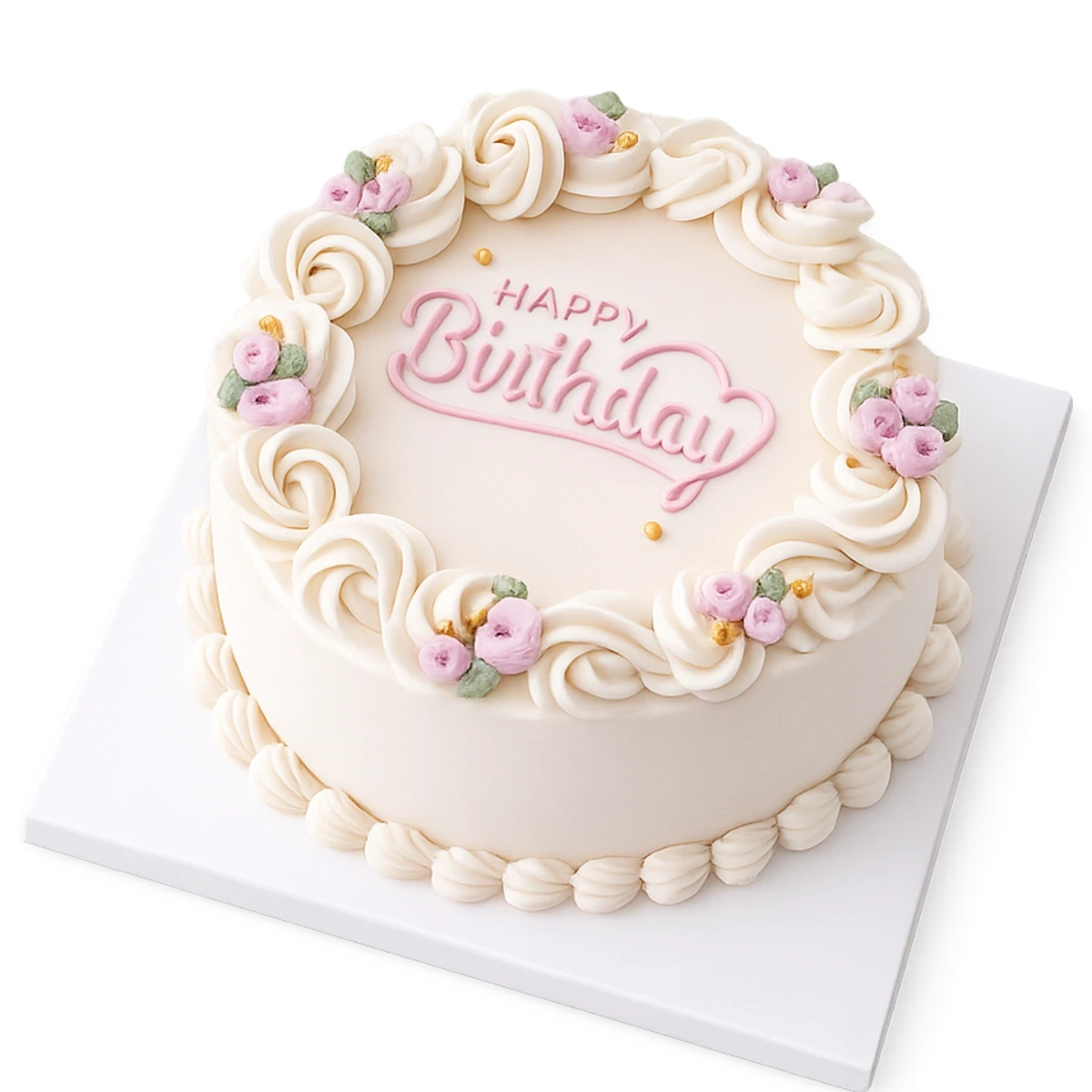 Elegant Vintage Floral Wreath Birthday & Anniversary Cake