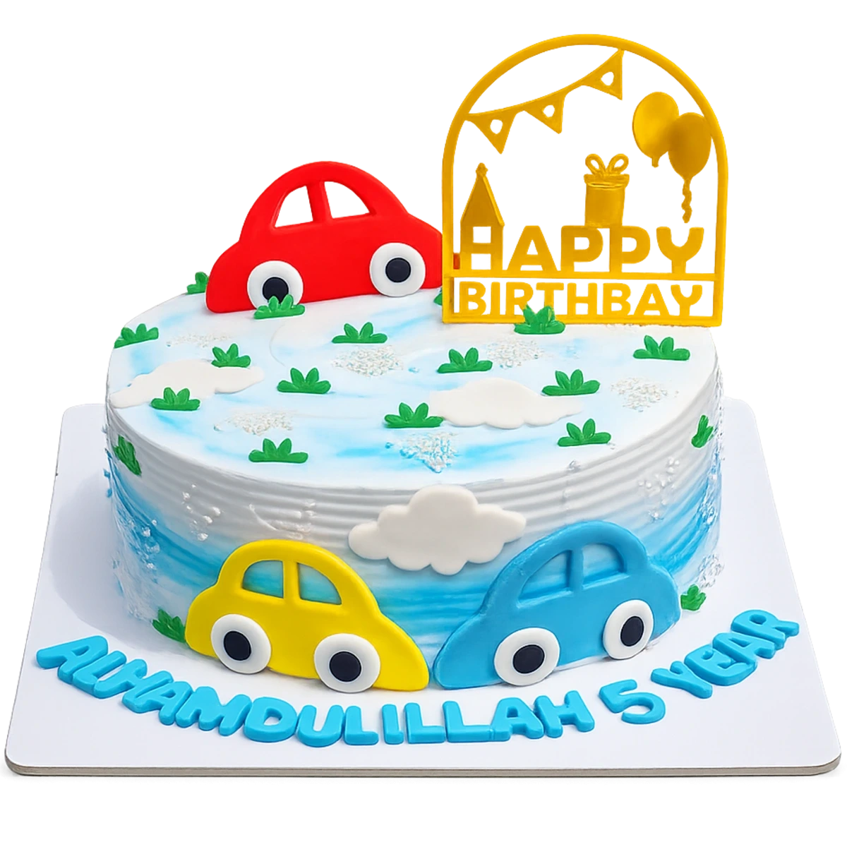 Baby Boy 1st Birthday Car & Stars Theme Customized Semi Fondent Cake gallery thumbnail 2